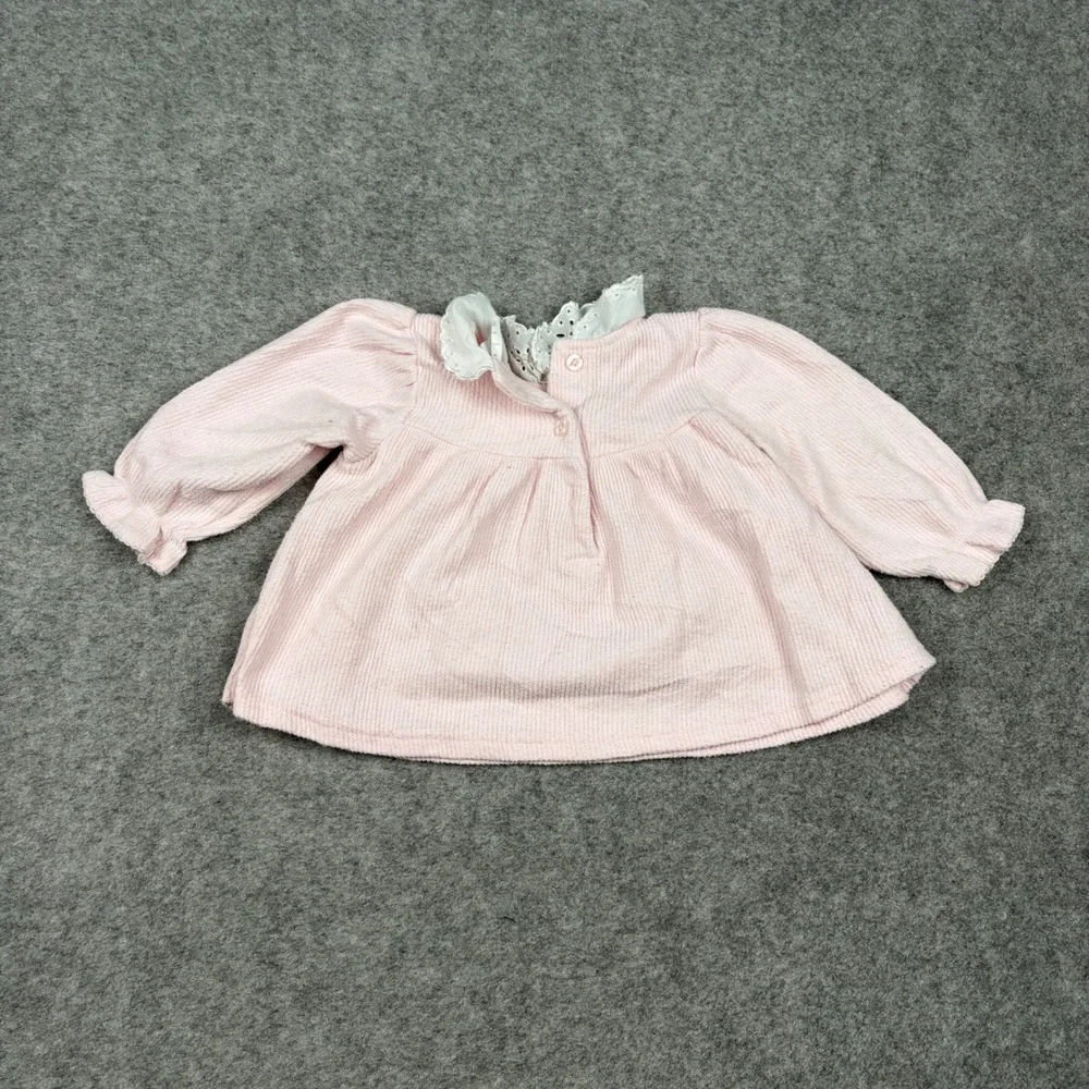 Kids Play Top Baby Girl 18‎ Months Pink Corduroy Lace Collar Heart Embroidered